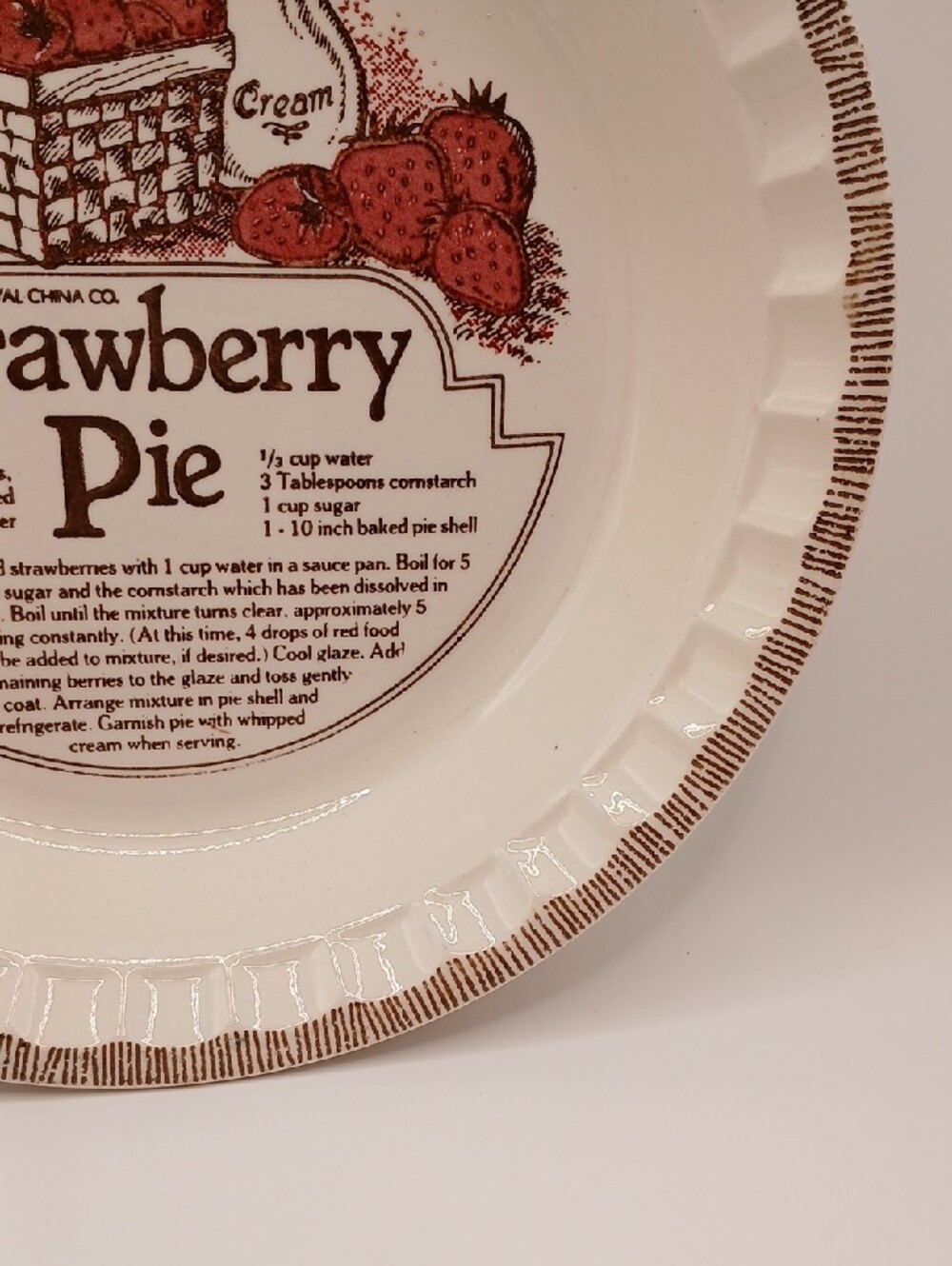 Vintage Strawberry Pie Plate w/ Recipe Royal China Co. - Picture 11 of 16